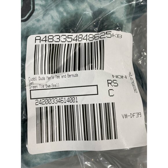 Cuddl Duds Tee and Bermuda Set Men Small Crewneck Short Sleeve Green Tie Dye NEW - Picture 2 of 8